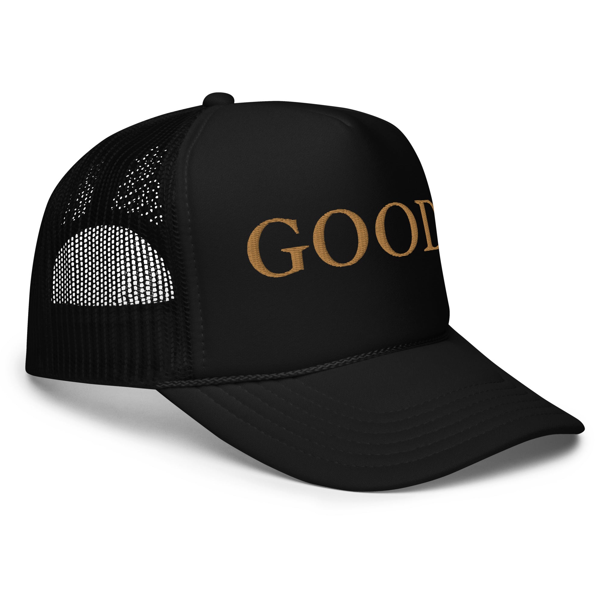 Gold Embroidered GOOD. Foam Trucker Hat